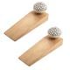 2 Pieces Cream And Black Etched Ceramic Wooden Door Stopper